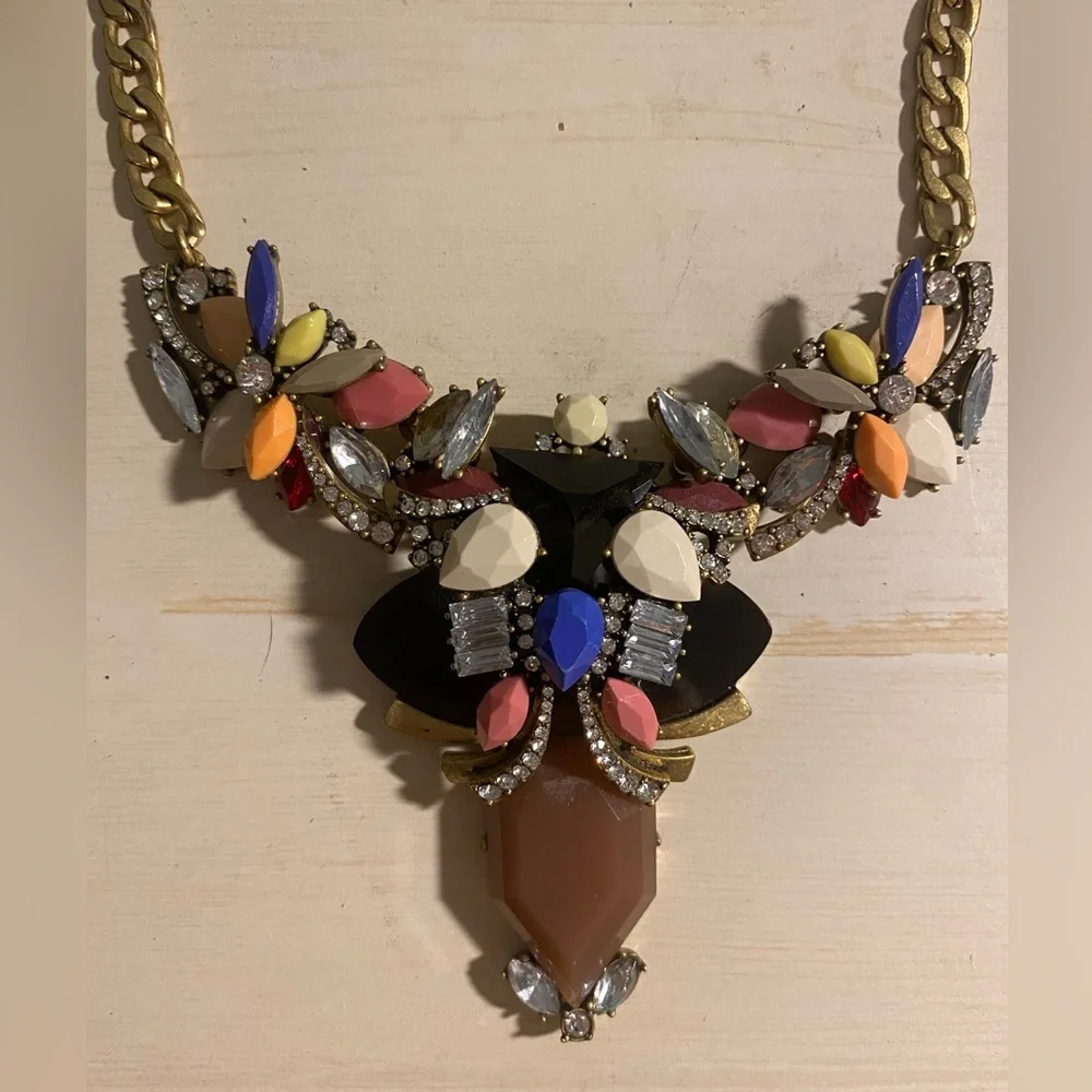Vintage J Crew Statement Multicolor Stone Necklace